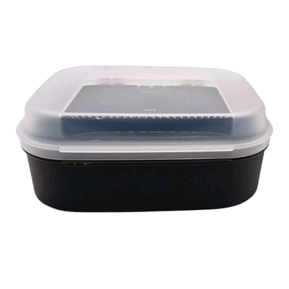 Naschkätzchen. Schwarzes Unterteil. Transparenter Deckel